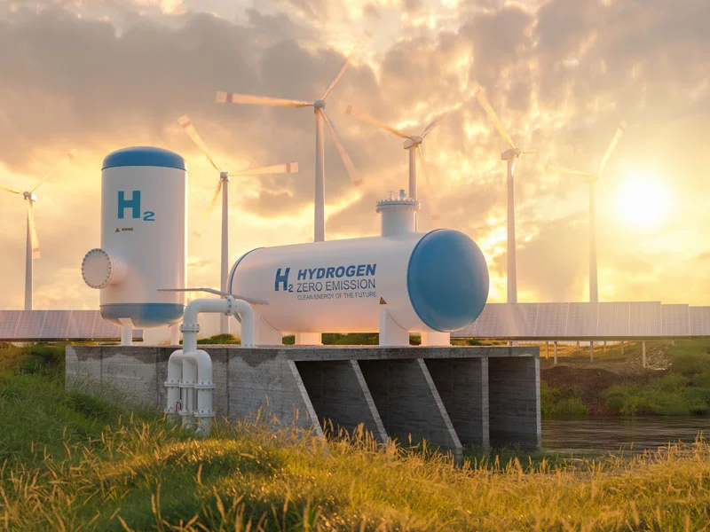 Hydrogen Tanks at Sunset