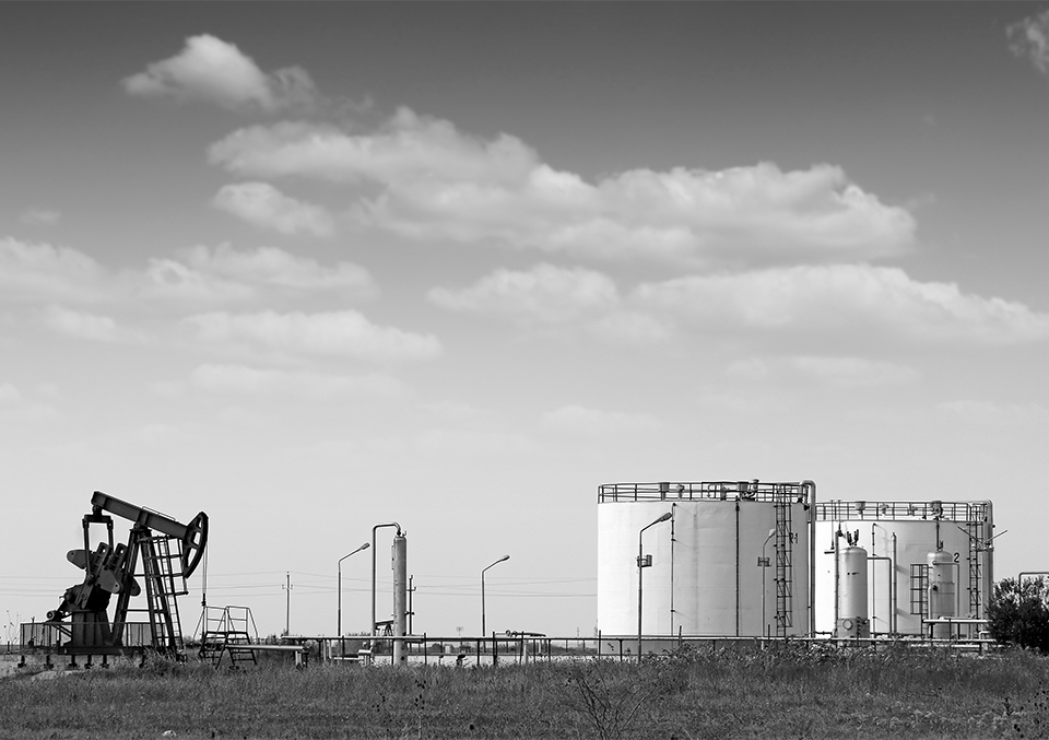 Pumpjack and refinery